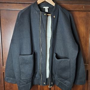 H&M Polyester Blend Womens Size 12 Black Zip Up Jacket Moto Style Coat